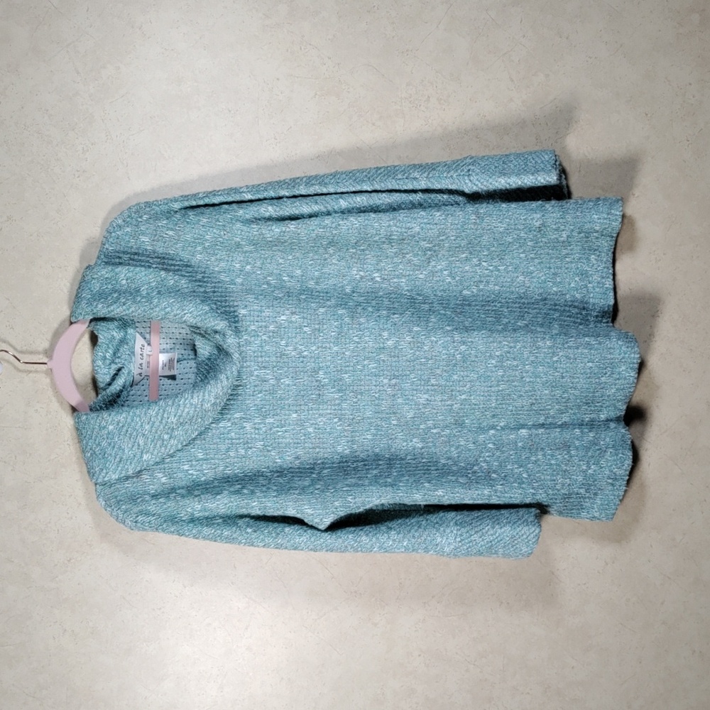 2/$10 04169 A La Carte green textured knit cowl neck sweater L